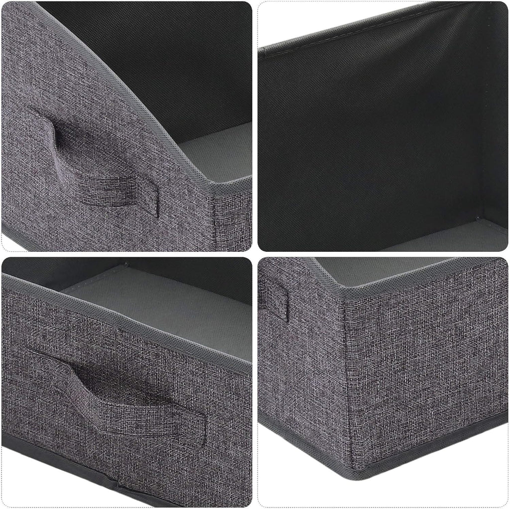TENABORT 5 Pack Trapezoid Large Foldable Closet Storage Bins with Handle, Fabric Storage Organizer Cube Cloth Containers Linen Box Shelf Baskets for Clothes Clothing Shelves Wardrobe