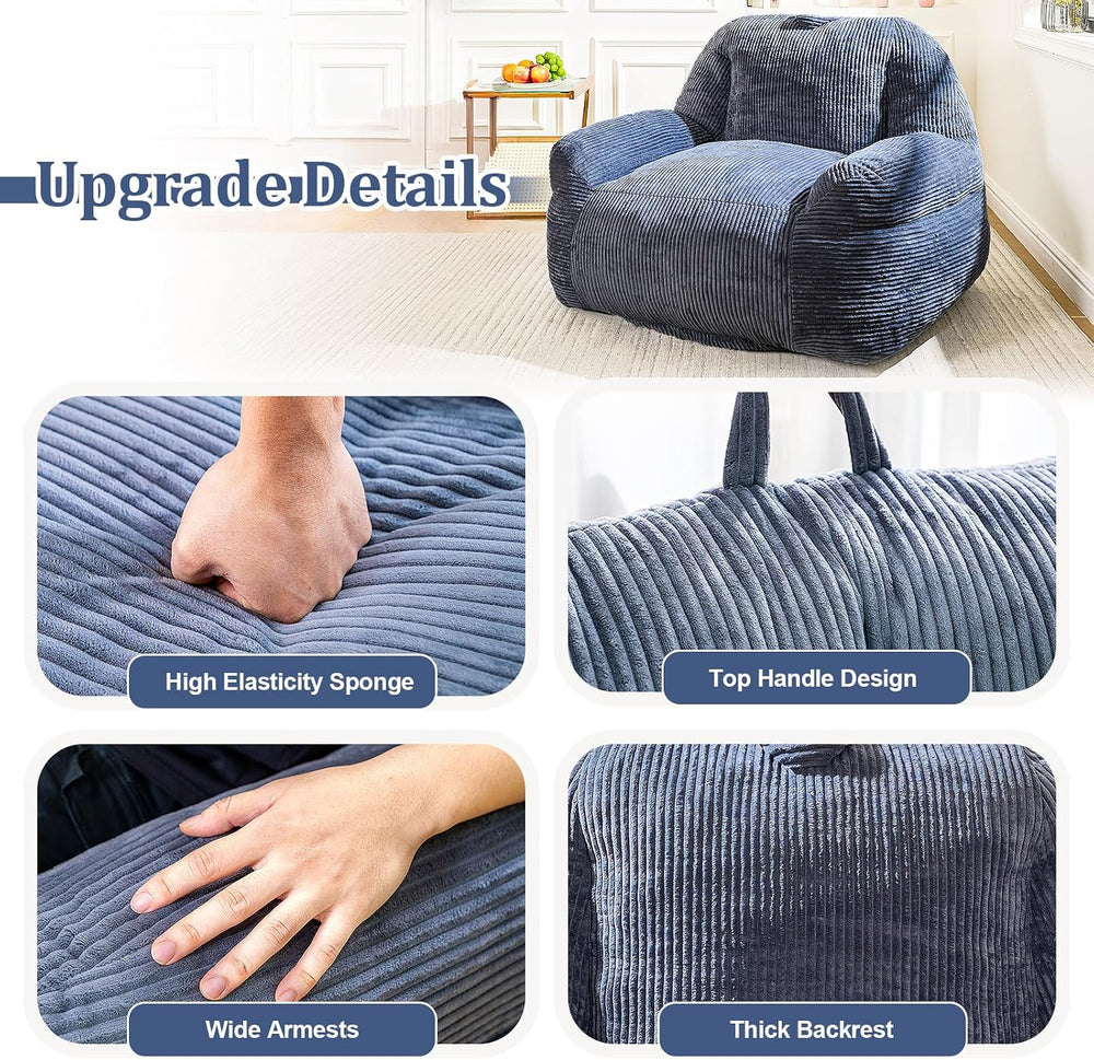 Giant Bean Bag Chair, Faux Fur Bean Bag Chairs for Adults, Fluffy and Comfy B...