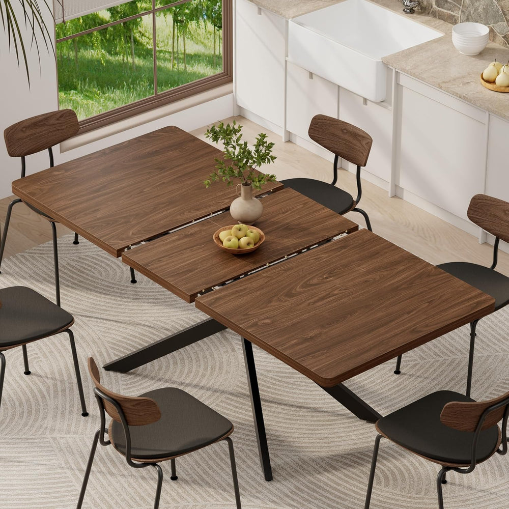 Extendable Dining Room Table for 4 6 8, 55"-70.9" Long Rectangle Ki...