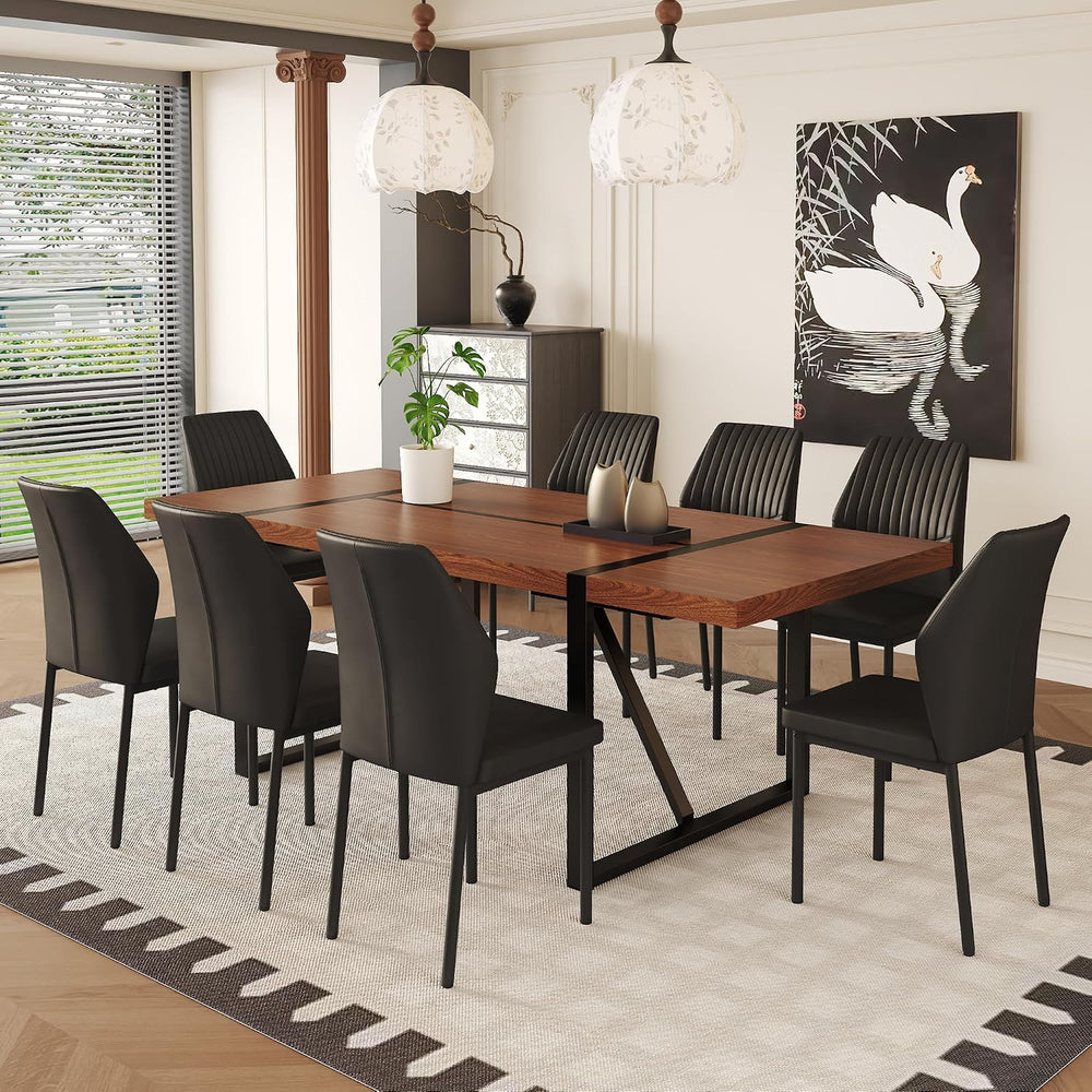 9 Piece Dining Table Set, 86.6'' Dining Table Set for 8,Wooden Table ...