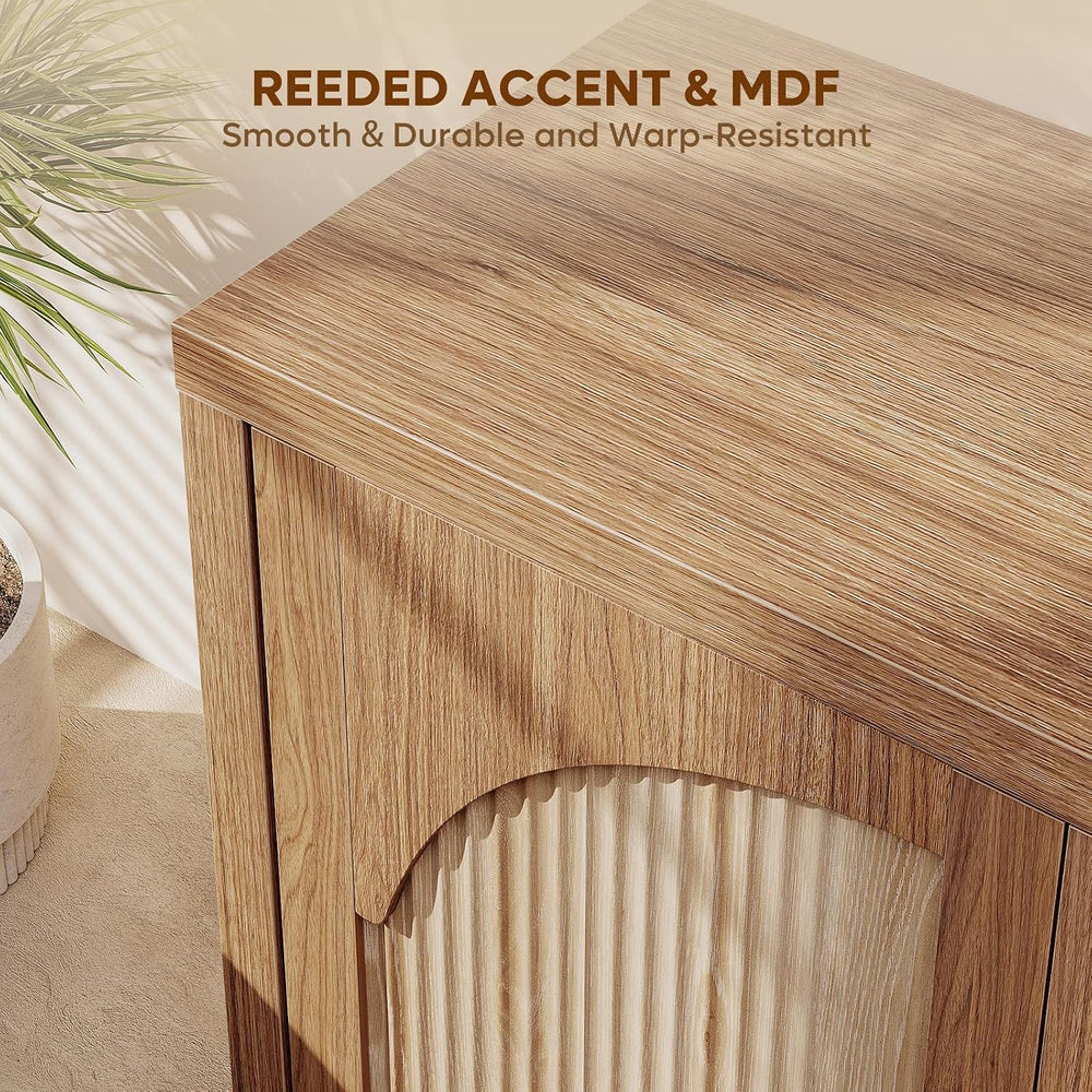 Bestier 37" Fluted Sideboard Buffet Cabinet with Storage, English Oak
