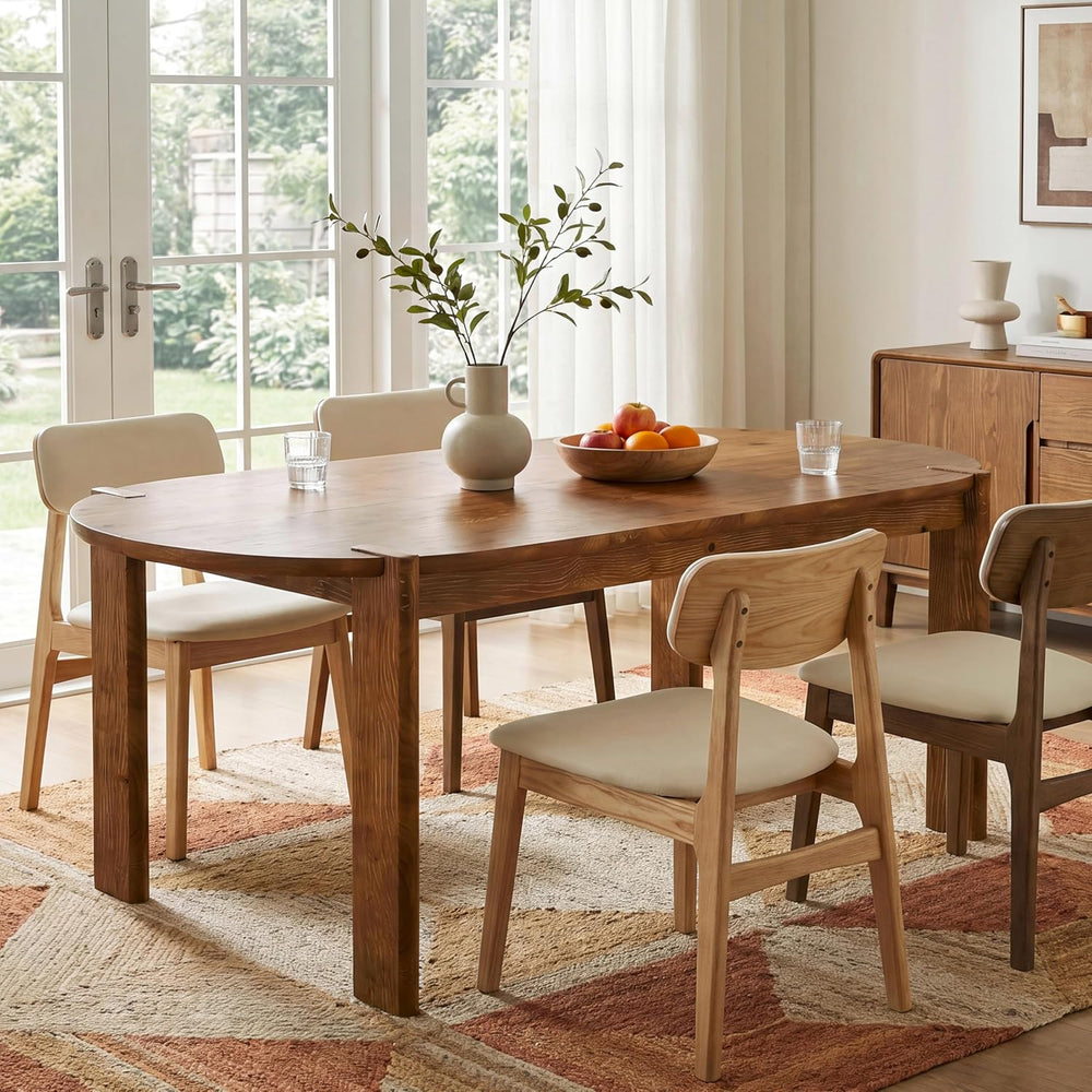 Tribesigns 63-Inch Solid Wood Oval Dining Table, Farmhouse Dinner Table with ...