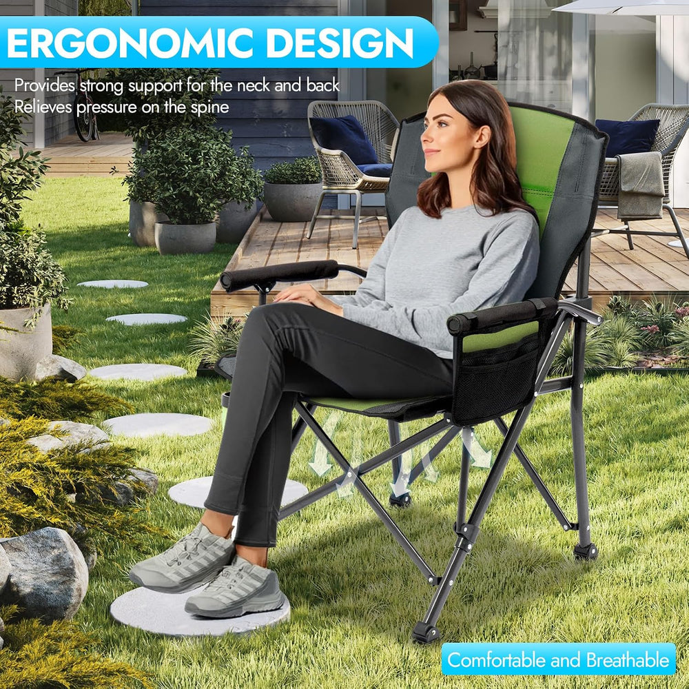 2 Pack Oversized Folding Camping Chair for Adults, Supports 450 LBS Camping C...