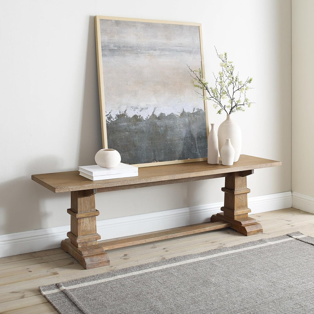 Crosley Furniture Joanna Wood Dining Bench for Entryway or Mudroom, Rustic Brown