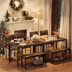 Shahoo Kitchen Table and 2 Chairs for 4 with Bench, 4 Piece Dining Sets for Small Space, Rust Brown
