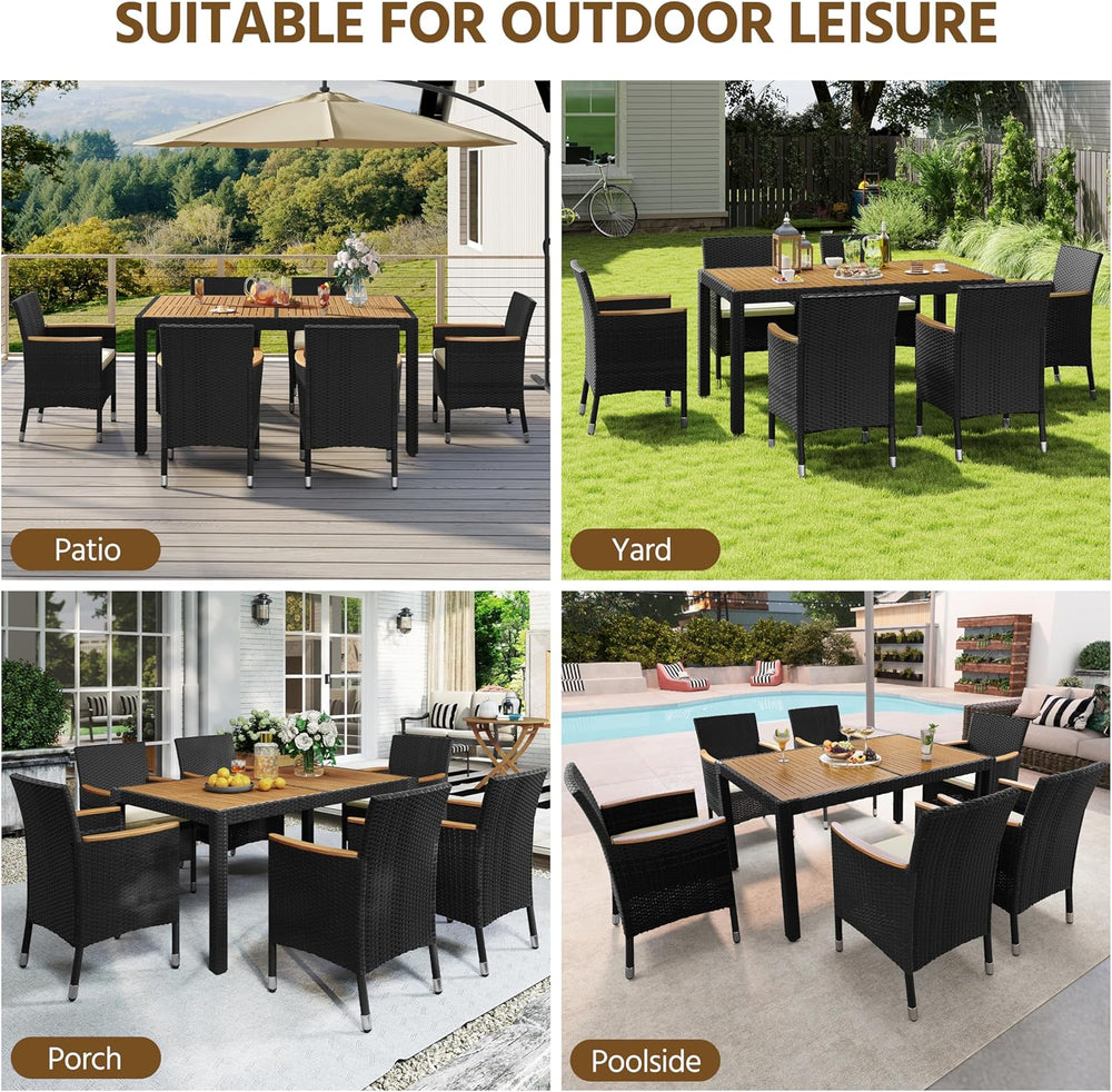 Yaheetech 7 Piece Patio Furniture Set, Outdoor Dining Acacia Wood Table Top R...
