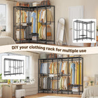 Raybee Clothes Rack Heavy Duty 1100 LBS Capacity Clothing Racks for Hanging Clothes Adjustable Garment Rack,17.7" D x 75.8" W x 76.9" H Black