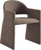 Modway Talia Upholstered Fabric Dining Armchair in Mocha - Modern Curved Dining Chair with Open-Back - Living Room Barrel Lounge Chair - Single Upholstered Accent Chair with Arms