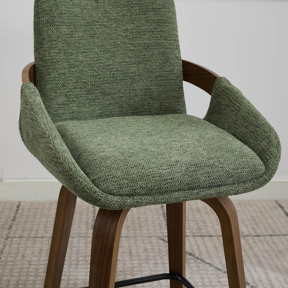 26" Swivel Counter Height Bar Stools Set of 3, Moss Green | Walnut Bentw...