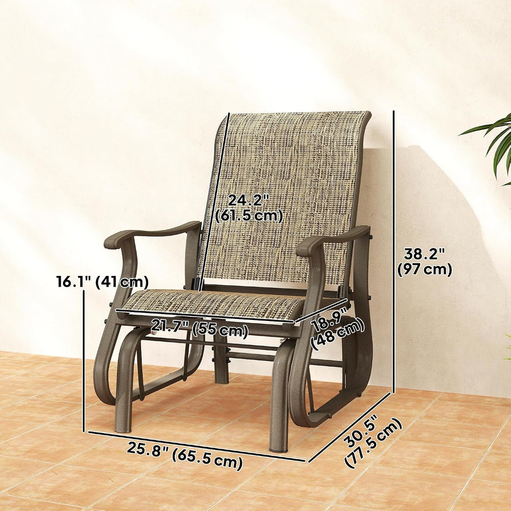 Outsunny Outdoor Glider Chair Patio Garden Steel Frame Light Mixed Brown | Gl...