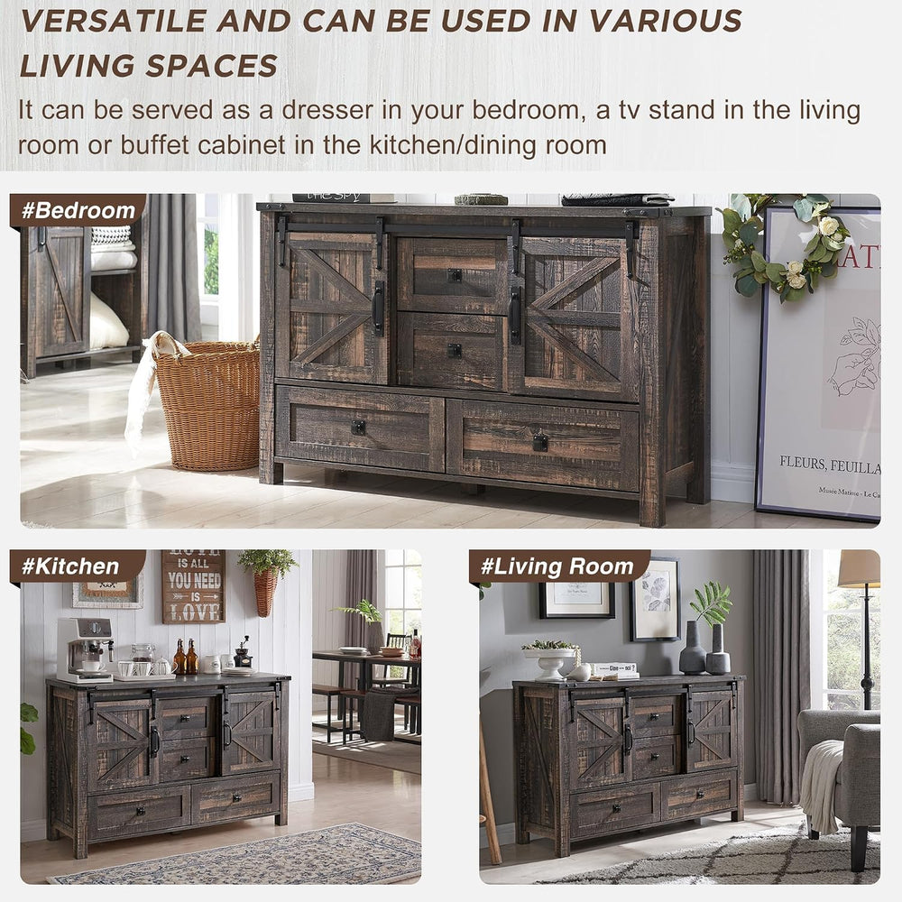 T4TREAM Farmhouse Sideboard Buffet Cabinet with Storage, 31.2'' Tall ...