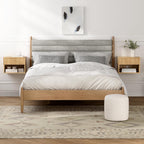 Floating Nightstand with Drawer and Open Shelf, Small Wall Mounted Bedside End Table, Modern Fluted Night Stand for Bedroom, Living Room, Natural Oak