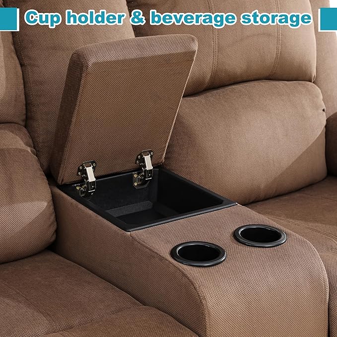Recliner Sofa Set Couches for Living Room Chair Pineapple Velvet Fabric Living Room Furniture Sets, Adjusted Loveseat Reclining Couch Furniture Sofa Set for Theater Seating, Brown
