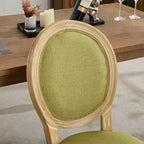 French Country Dining Chairs Set of 6,Farmhouse Upholstered Dining Room Chairs with Round Back and Solid Leg,Fabric Kitchen Side Chairs for Kitchen/Bedroom/Dining Room,Green