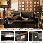 Hanherry Faux Leather 70" Sofa for Living Room, Modern Comfy Couch with Medium Firm Seat Cushion, Removable Cover,Wide Armrest,USB/Type-C Port,Couches for Small Space,Apartment