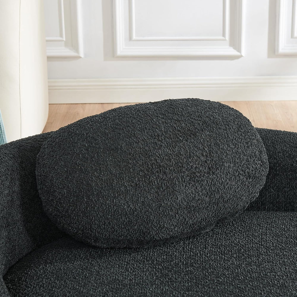 Full Foam Chaise Lounge Chair Indoor, Boucle Upholstered Chaise Lounge Sofa B...