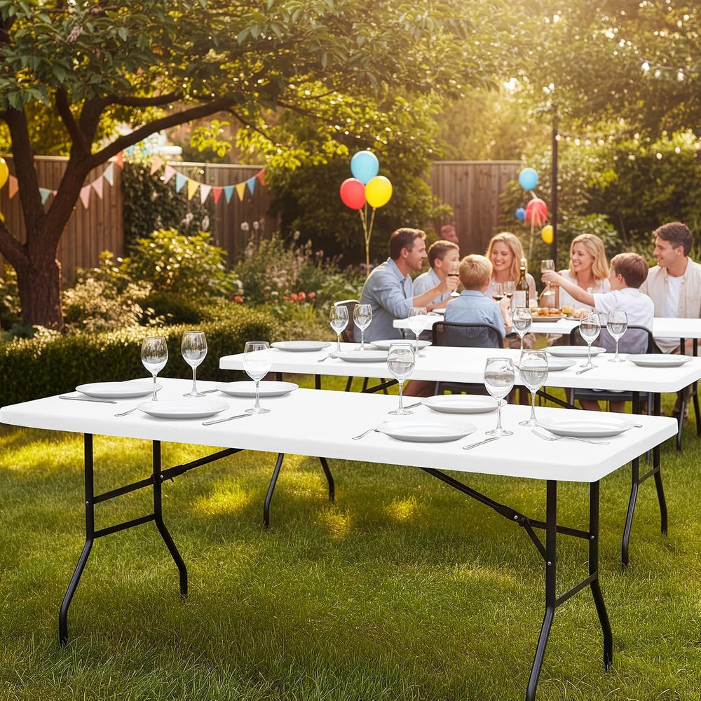6ft Fitted Tablecloth Rectangle 6-Pack, White Elastic Table Cover