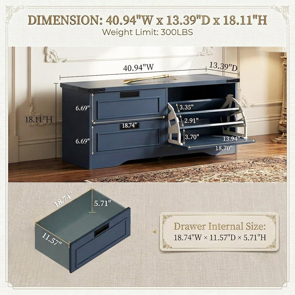 FATORRI 41 Inch Storage Bench, Industrial Shoe Bench for Entryway, End of Bed...