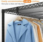 Raybee Clothing Rack with Wheels,Clothes Rack for Hanging Clothes,Portable Closet,2 Shelves,Black