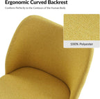 Dining Chairs Set of 4, Upholstered Kitchen Dining Room Chair Set Morden Accent Side Dinner Chair with Curved Padded Back Wood Legs for Restaurant/Cafe, Mustard