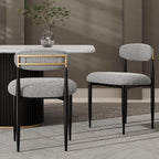 Morden Fort Modern Dining Chairs Set of 6, Upholstered Armless Chairs with Curved Backrest and Black Metal Legs for Dining Room, Kitchen, Living Room and Apartment
