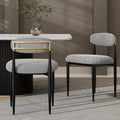 Morden Fort Modern Dining Chairs Set of 2, Armless Dining Chairs with Curved Backrest and Black Metal Legs for Kitchen, Living Room and Reception