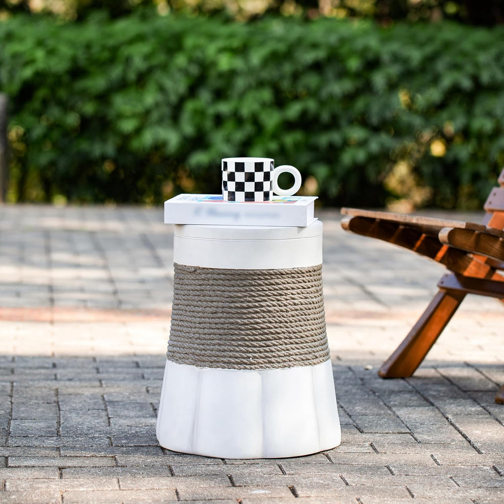 JIJIWANG 16.93" H Outdoor Stone Side Tables for Patio, Moden Coffee Tabl...