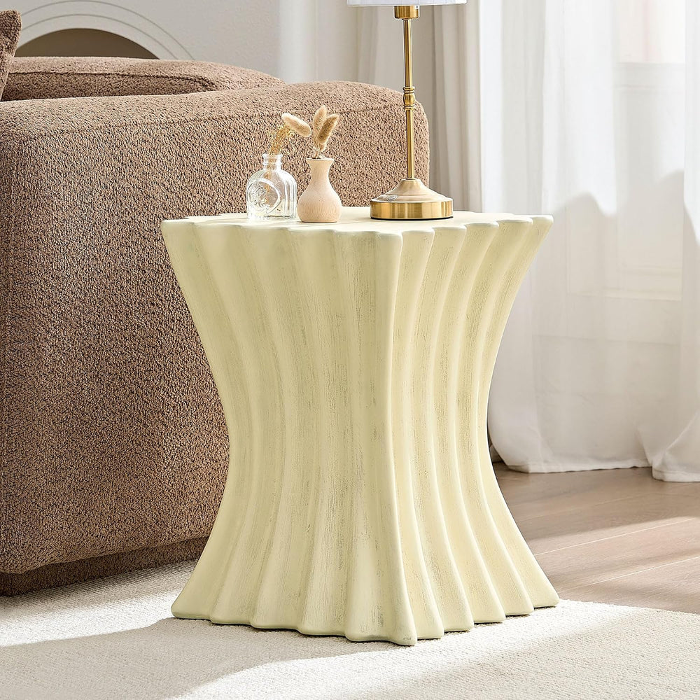 15.16" Square Sofa Side Table with Creative Wavy/Scallop Edge Design, Mo...