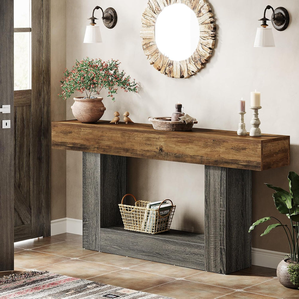 Tribesigns 63" Console Table, 2-Tier Entryway Table with U-Shaped Base |...