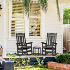 LUE BONA Rocking Chair Outdoor, Weather Resistant Poly Plastic Rocker Chairs, 350lb Heavy Duty, Oversized Porch for Adult, High Back Smooth Chairs Outdoor & Indoor, Black