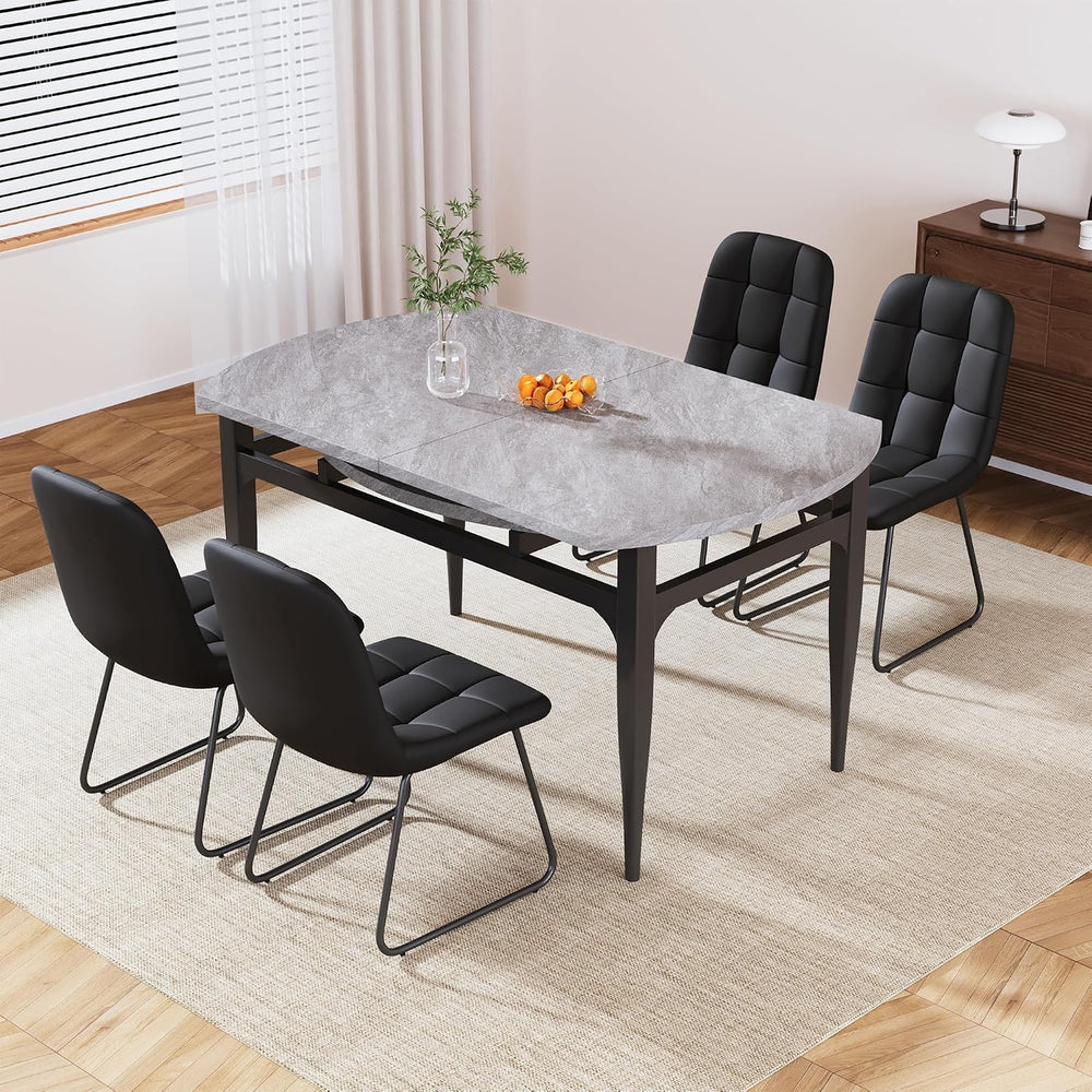HIPIHOM 7-Piece Extendable Dining Table Set for 4–6, Square to Round Folding ...