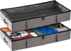 storageLAB Under Bed Storage Containers, Closet Organizers with Sturdy Handles for Clothes, Comforters, and Accessories, Perfect for Use Under or at the End of the Bed - 2 Pack, Grey