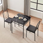 VECELO 3 Piece Dining Table Set for 2, Dinette with Chairs for Kitchen, Breakfast Nook, Small Space,Easy Assembly