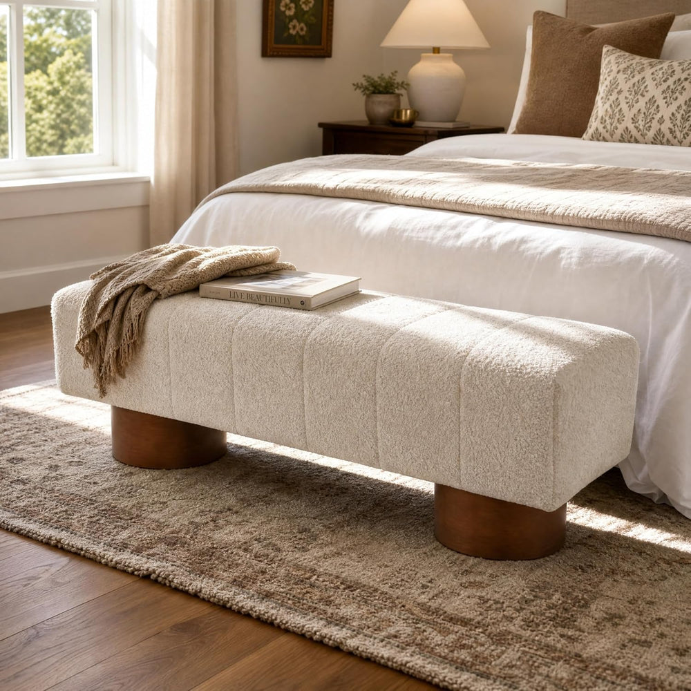 Christopher Knight Home Manila 61" Boucle Fabric Dining Bench, Upholster...