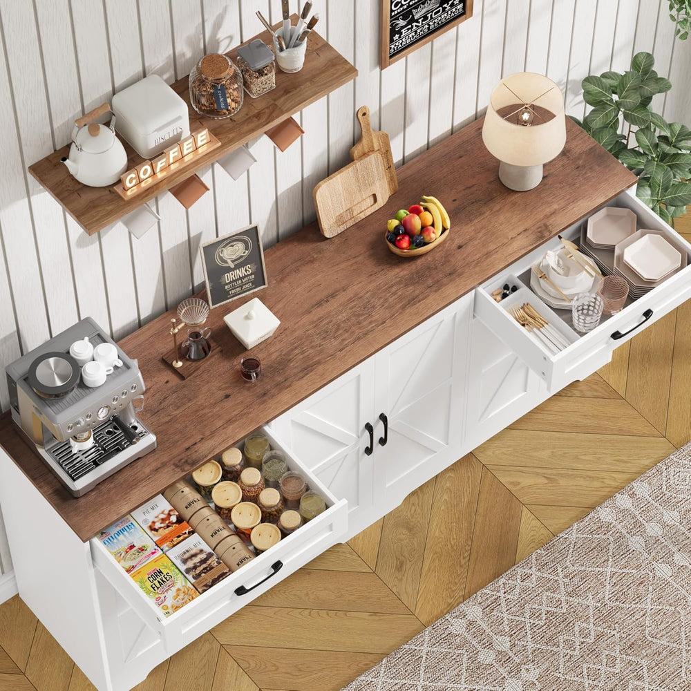 BOTLOG 2PCS Kitchen Cabinets, 71” Large Sideboard Buffet Cabinet with Storage...