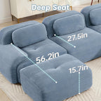 81" Loveseat Sofa, Comfy Deep Seat, No Assembly, Sofa in a Box, Modern Small Couch with Plush Corduroy Fabric for Living Room, Bedroom, Apartment, Home Office, Blue