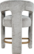 Jofran Upholstered Counter Stool with Arms – Versatile Barstools – Stylish Seating for Kitchen Dining Room or Home Bar, Grey, Single Stool