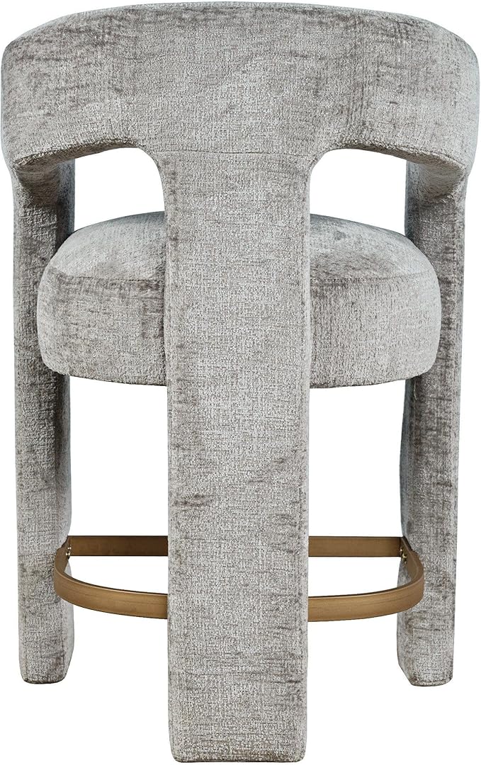 Jofran Upholstered Counter Stool with Arms – Versatile Barstools – Stylish Seating for Kitchen Dining Room or Home Bar, Grey, Single Stool
