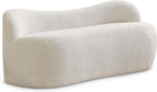 Meridian Furniture 119Cream Flair Collection Modern | Contemporary Boucle Fabric Upholstered Bench with Curved Back Design, Cream, 62" W x 23" D x 24" H
