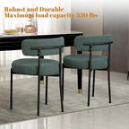 DYHOME Green Dining Chairs Set of 2, Mid-Century Modern Dining Chairs, Kitchen Dining Room Chairs, Curved Backrest Round Upholstered Boucle Sherpa Dining Chair with Black Metal Legs
