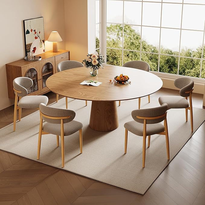 Dining Chairs Set of 4 for Kitchen Dining Table Mid Century Modern Farmhouse Upholstered Linen Dining Room Chairs with Metal Legs, Original Khaki