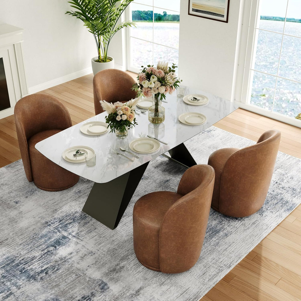 Swivel Barrel Dining Chairs, Upholstered Modern Accent Chair for Living Room,...