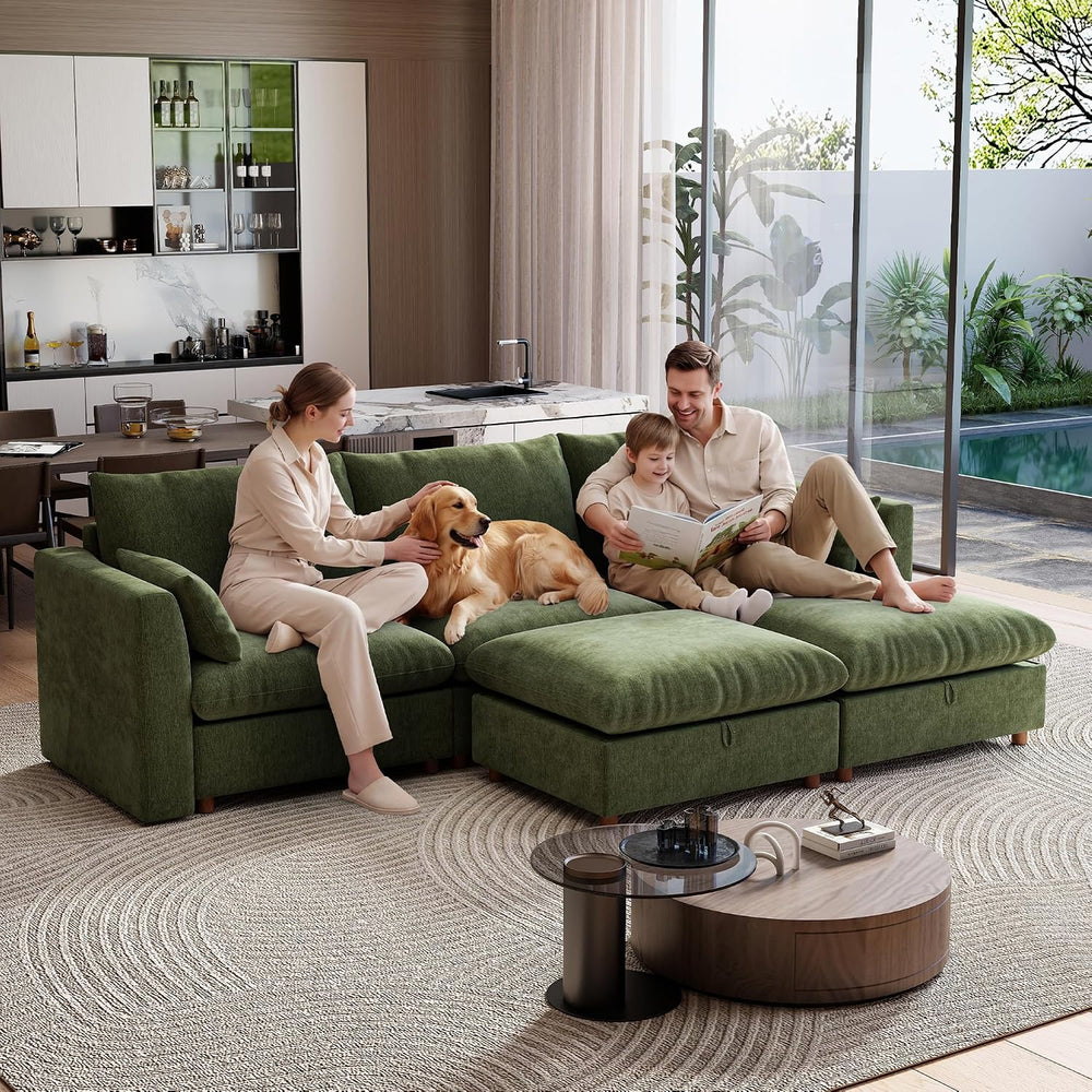 Ihanherry 117" Oversized Modular Sectional Sofa, Modern U Shaped Cloud C...