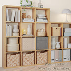 Cube Storage Organizer Bookcase, Decorative 11 inch Open Back Cubical Shelf with Thickened Border, Display Bookshelf for Living Room, Home Office, Sturdy Room (Natural Oak, 12 Cube)