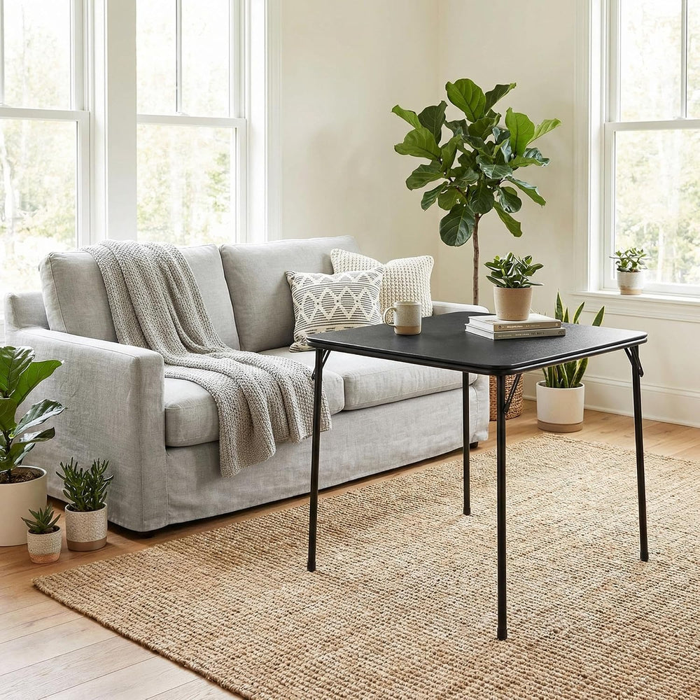 FurnitureR Square Folding Card Table 34 Inch, No Assembly Portable Table for ...