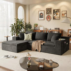 Homall 109" Boneless Couch with Memory Foam, Modular Sectional Sofa with L-Shape Chaise, Cloud Couch with Deep Seat, Dual Cup Holders & Side Pockets, No Assembly Required (Black)