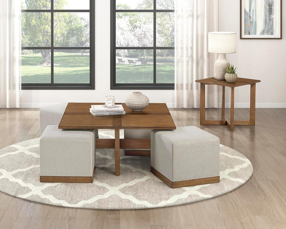 Lexicon Modern Square End Table with Cross Legs, Maple Veneer Wood Accent Tab...