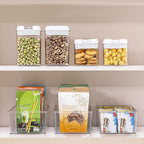 Vtopmart 6 Pack Food Storage Organizer Bins, Clear Plastic Bins for Pantry, Kitchen, Fridge, Cabinet Organization and Storage, 4 Compartment Holder Packets, Snacks, Pouches, Spice Packets