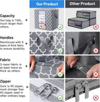 WISELIFE Storage Bags [3 Pack/100L] Large Blanket Clothes Organization and Storage Containers for Comforters,Bedding, Foldable Organizer with Reinforced Handle, Clear Window, Sturdy Zippers,Light Gray