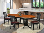 East West Furniture PLAV5-BCH-LC 5 Piece Kitchen Table & Chairs Set Includes an Oval Dining Table with Butterfly Leaf and 4 Faux Leather Dining Room Chairs, 42x78 Inch, Black & Cherry